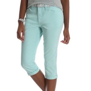 LEE Riders Midrise Cuffed Capri Pants Stretch Women’s 8 Icy Blue